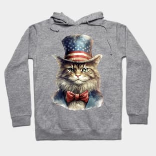 4th of July Cat Portrait Hoodie